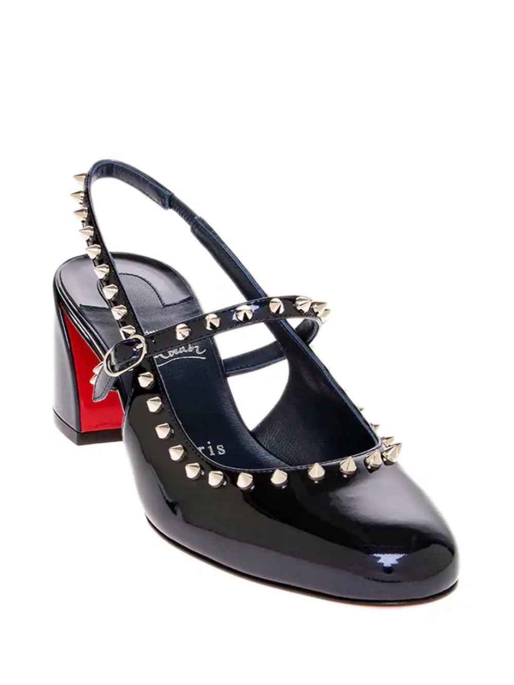 Authentic Christian Louboutin Black Patent Leather Mary Jane Shoes(Size 38.5)